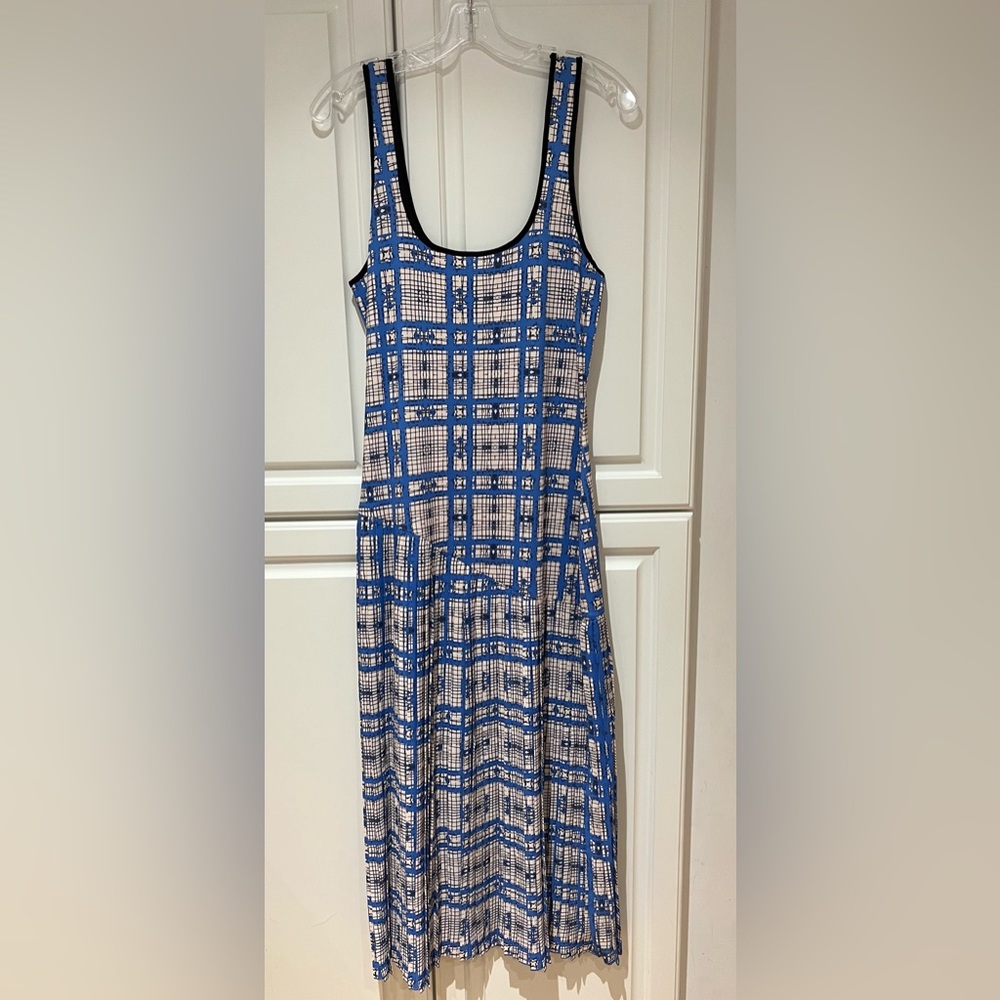 Anthropologie Dhruv Kapoor Plaid Mesh Midi Dress Size Small Blue Motif NWT